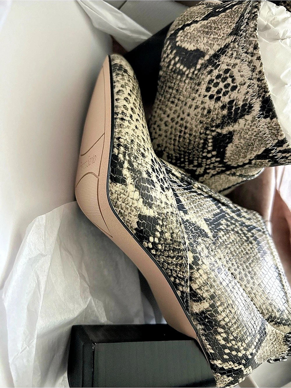 Franco Sarto Kortney Snakeskin Heels Brown & Black US 61⁄2 M NWT